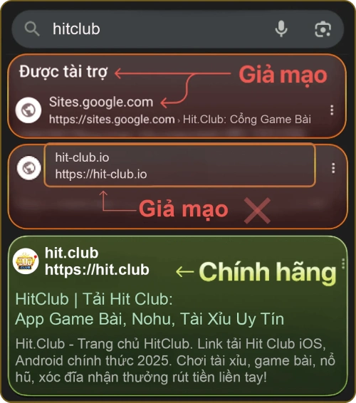 Cách nhận biết link vào HITCLUB